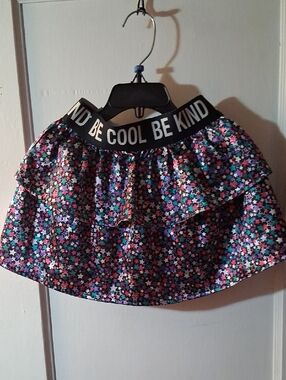 Be Cool Be Kind Black Star Print Ruffle Skirt